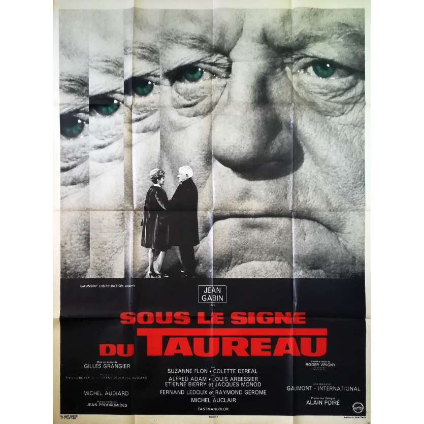 UNDER THE SIGN OF THE BULL Original Movie Poster - 47x63 in. - 1969 - Gilles Grangier, Jean Gabin