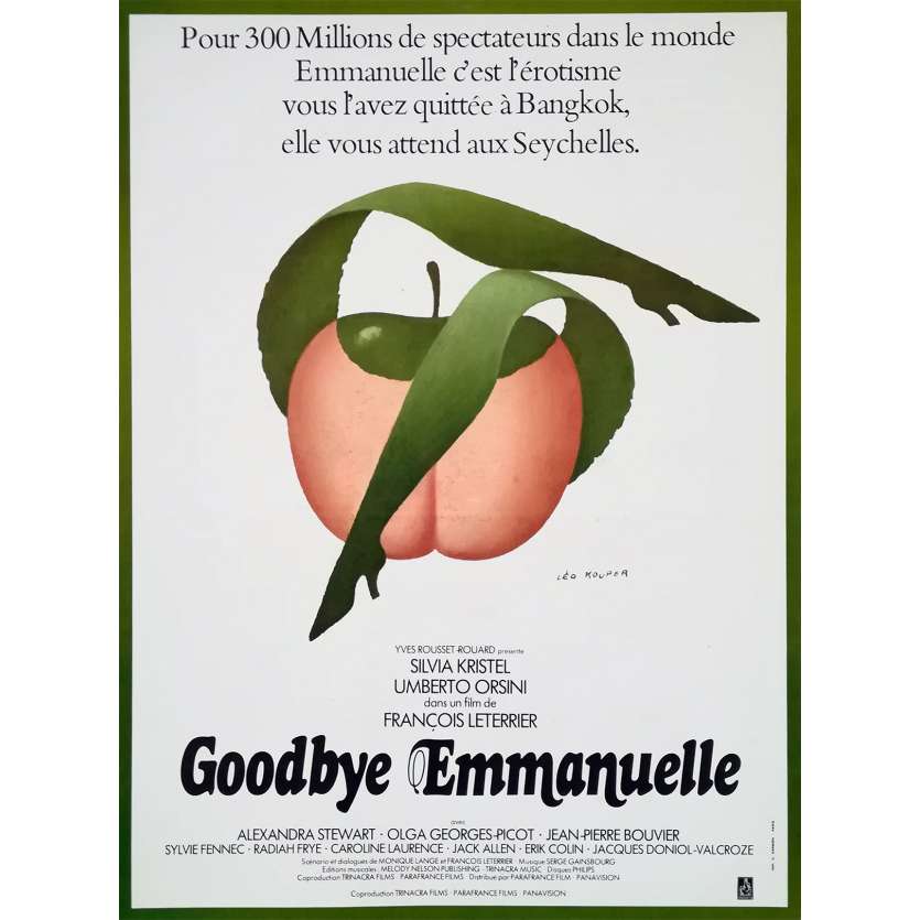 GOODBYE EMMANUELLE Autocollant - 30x40 cm. - 1977 - Sylvia Kristel, François Leterrier