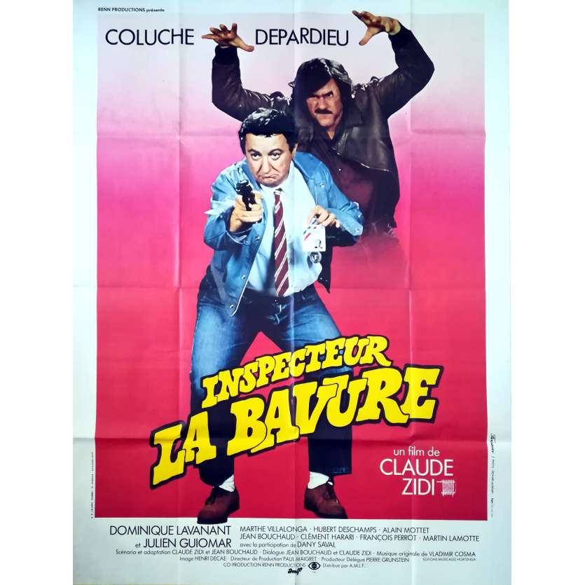 INSPECTEUR LA BAVURE Affiche de film  - 120x160 cm. - 1980 - Coluche, Gérard Depardieu, Claude Zidi