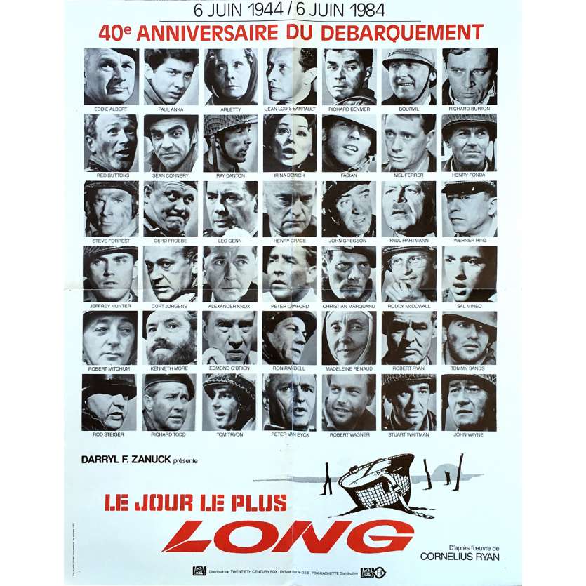 THE LONGEST DAY Movie Poster 23x32 in. French - R1984 - Ken Annakin, John Wayne, Dean Martin