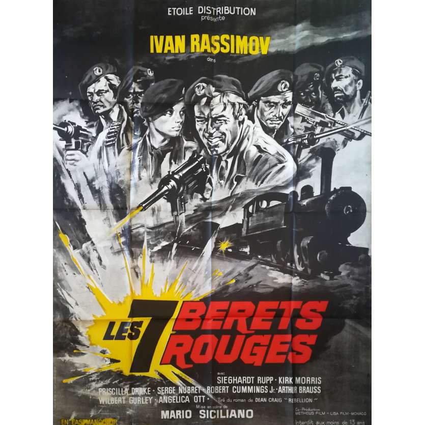 LES 7 BERETS ROUGES Affiche de film - 120x160 cm. - 1969 - Ivan Rassimov, Mario Siciliano
