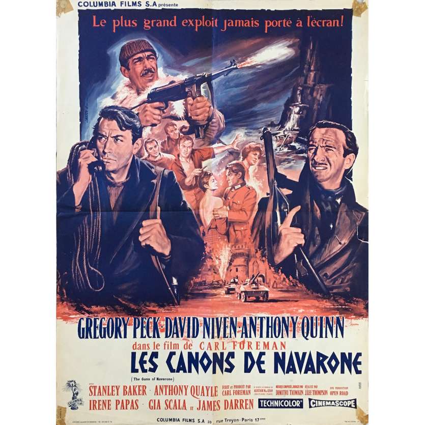 THE GUNS OF NAVARONE Original Movie Poster - 23x32 in. - 1961 - J. Lee Thompson, Gregory Peck, Anthony Quinn
