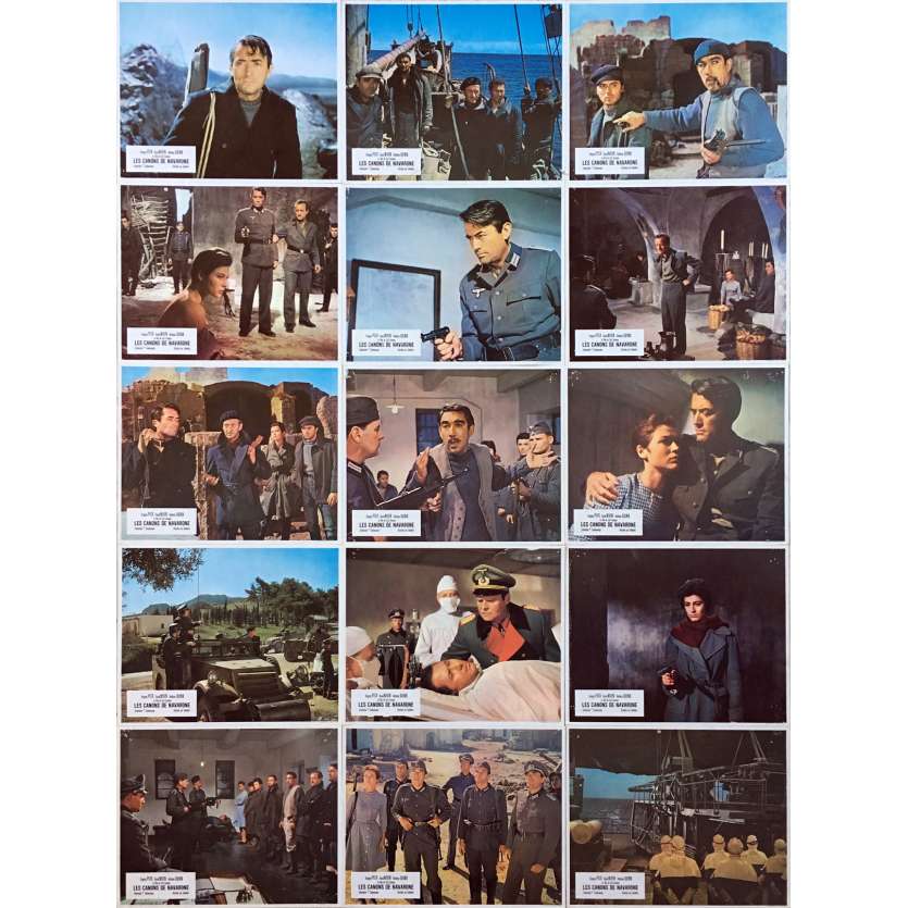 THE GUNS OF NAVARONE Original Lobby Cards x15 - 9x12 in. - 1961 - J. Lee Thompson, Gregory Peck, Anthony Quinn