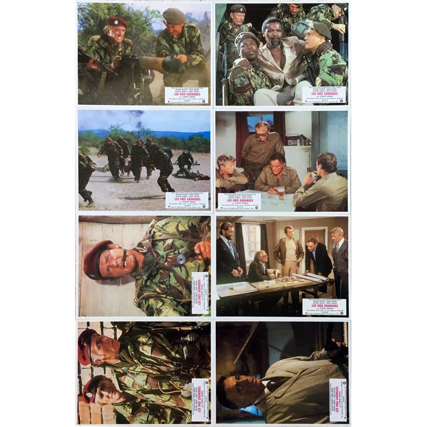 THE WILD GEESE Original Lobby Cards x8 - 9x12 in. - 1978 - Andrew V. McLaglen, Richard Burton, Roger Moore