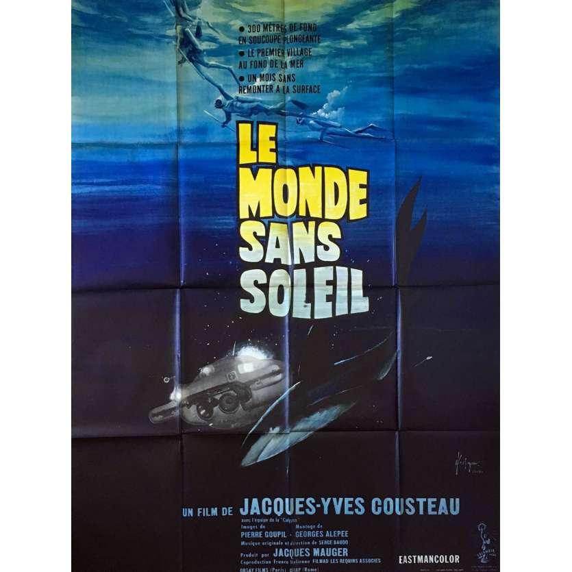 WORLD WITHOUT SUN French Movie Poster - 47x63 in - 1964 - Cousteau
