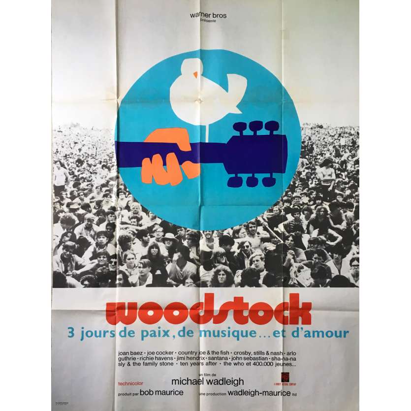 WOODSTOCK Original Movie Poster  - 47x63 in. - 1970 - Michael Wadleigh, Jimi Hendrix