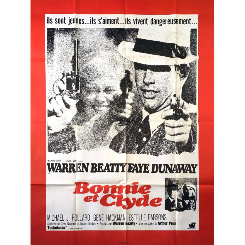 BONNIE AND CLYDE Affiche de film - 120x160 cm. - 1967 - Warren Beatty, Arthur Penn