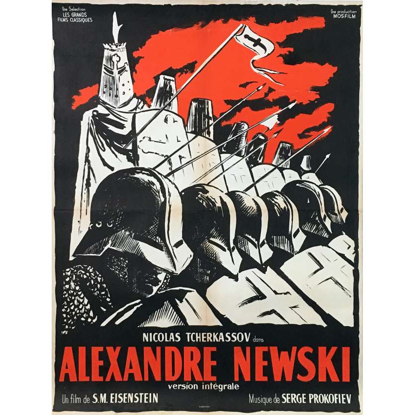 ALEXANDRE NEVSKI Affiche de film - 60x80 cm. - 1938 - Nikolay Cherkasov, Sergei M. Eisenstein