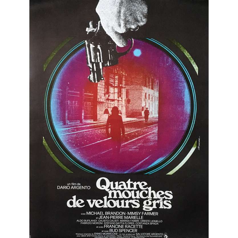 QUATRE MOUCHES DE VELOURS GRIS Affiche de film - 40x60 cm. - 1971 - Jean-Pierre Marielle, Dario Argento