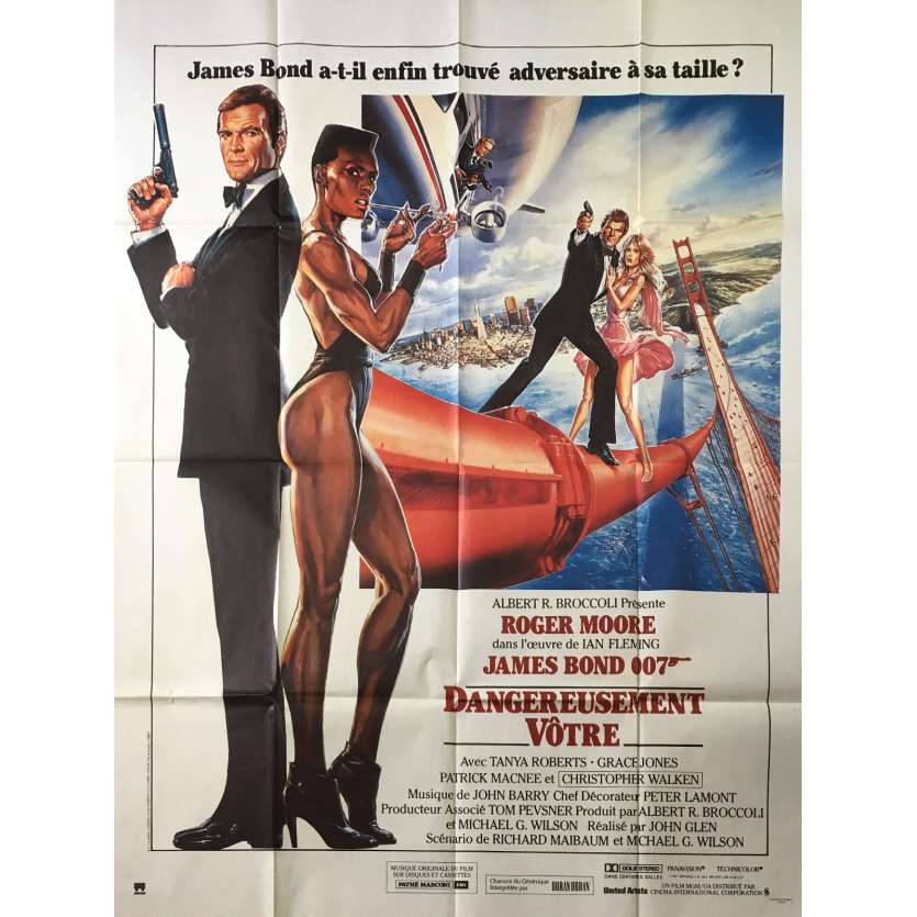 DANGEREUSEMENT VOTRE Affiche de film - 120x160 cm. - 1985 - Roger Moore, John Glen