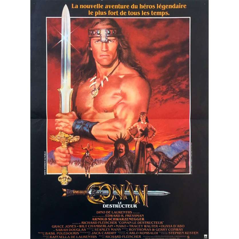 CONAN LE DESTRUCTEUR Affiche de film  - 40x60 cm. - 1984 - Arnold Schwarzenegger, Richard Fleisher