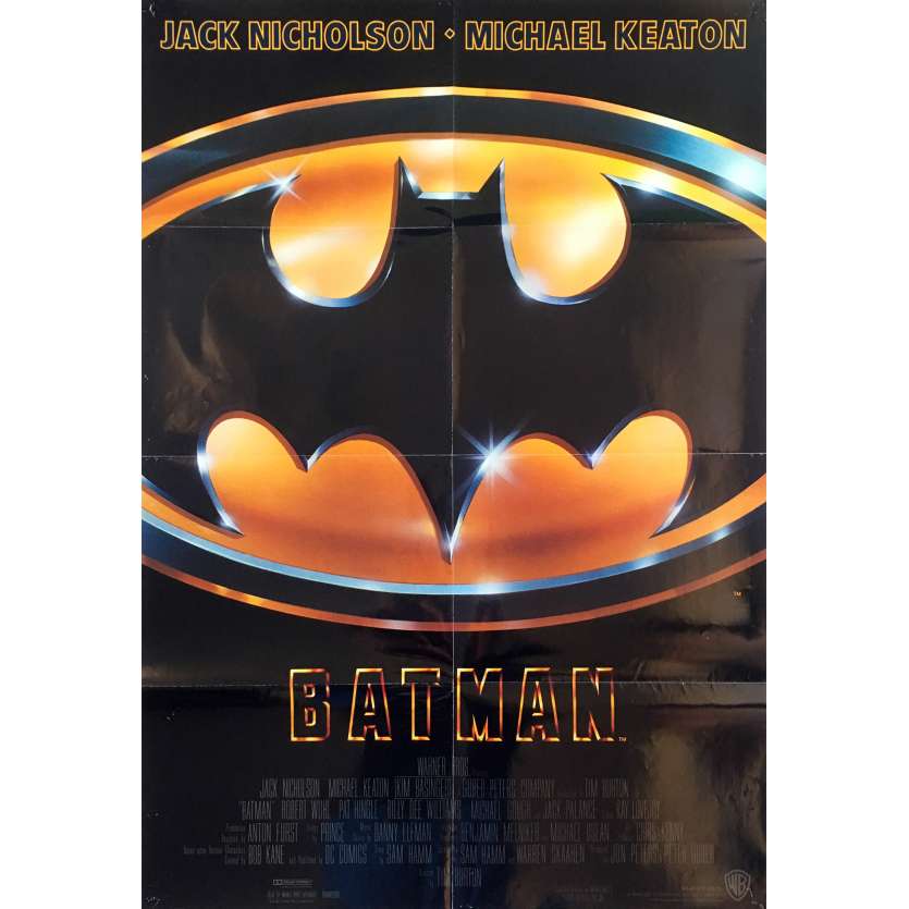 BATMAN Original Movie Poster Glossy - 27x40 in. - 1989 - Tim Burton, Jack Nicholson