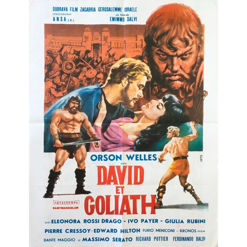 DAVID AND GOLIATH Original Movie Poster  - 23x32 in. - 1960 - Ferdinando Baldi, Orson Welles
