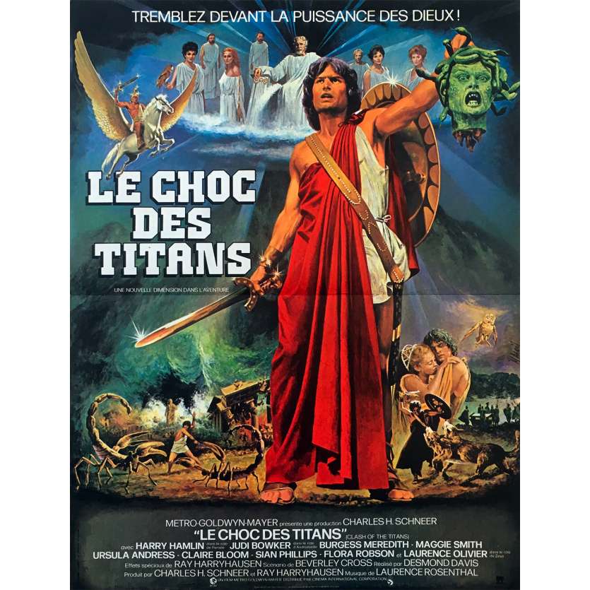 CLASH OF THE TITANS Original Movie Poster - 15x21 in. - 1981 - Desmond Davis, Lawrence Oliver