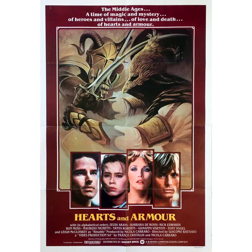 HEARTS AND ARMOUR Original Movie Poster - 27x40 in. - 1983 - Giacomo Battiato, Zeudi Araya Cristaldi