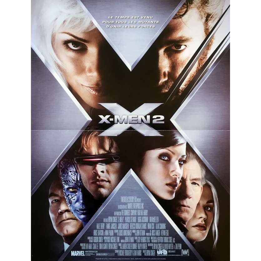 X2 X-MEN UNITED Original Movie Poster  - 15x21 in. - 2003 - Bryan Singer, Hugh Jackman