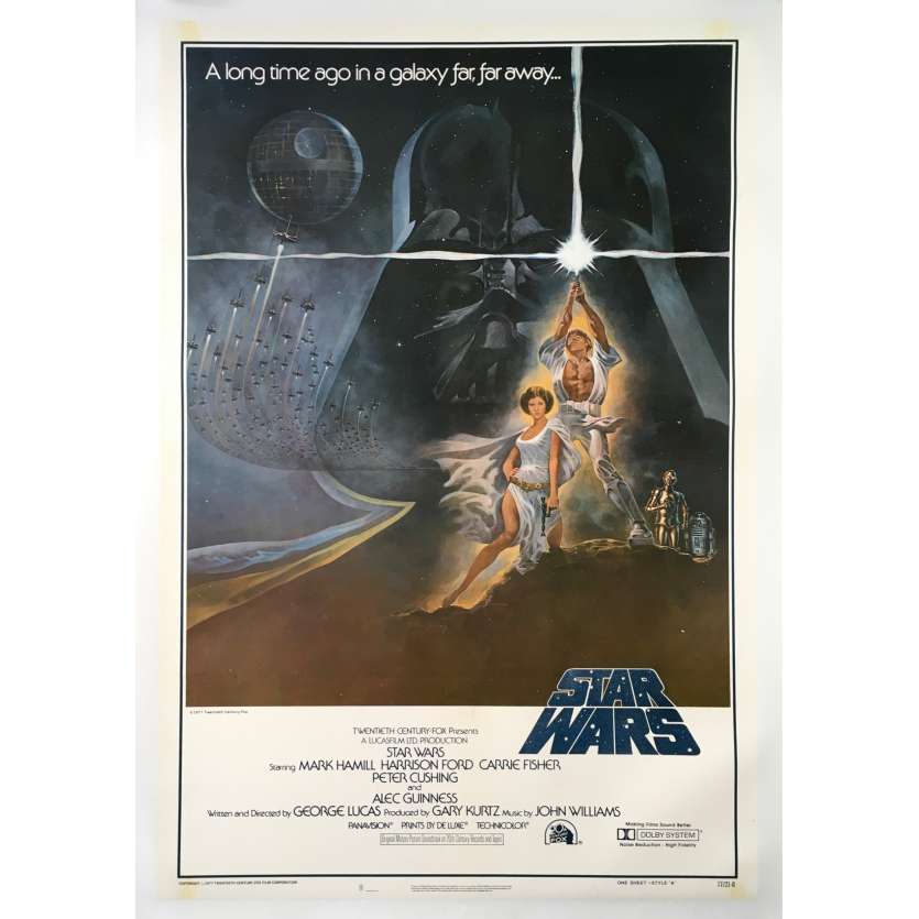 STAR WARS - LA GUERRE DES ETOILES Affiche de film Style A - 1ère impr. Entoilée - 69x104 cm. - 1977