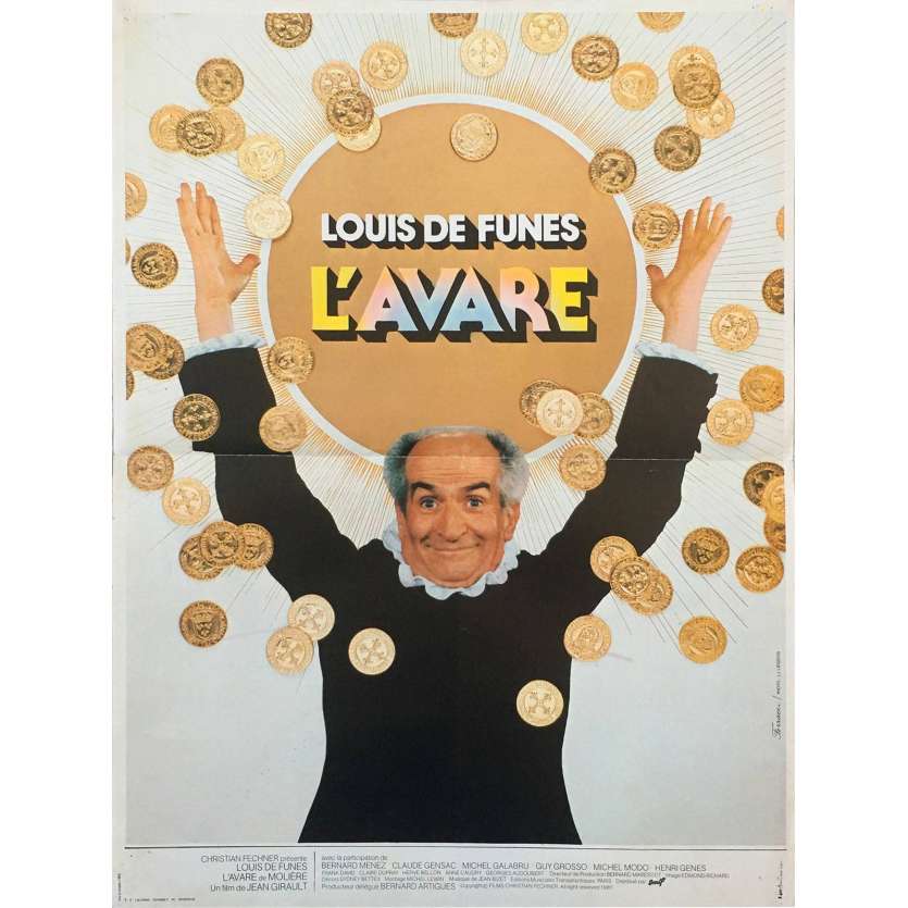 L'AVARE Affiche de film - 40x60 cm. - 1980 - Louis de Funes, Jean Girault