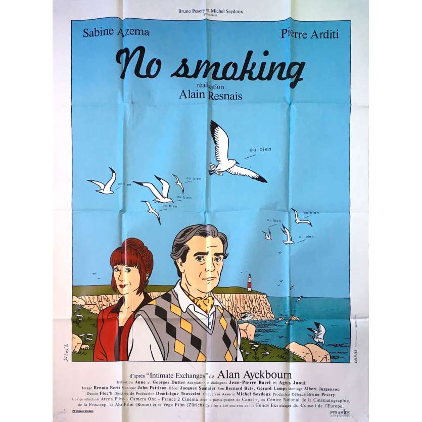 NO SMOKING Affiche de film  - 120x160 cm. - 1993 - Pierre Arditti, Alain Resnais