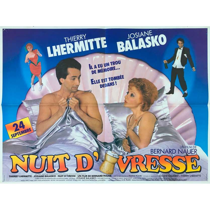 NUIT D'IVRESSE Affiche de film - 60x80 cm. - 1986 - Josiane Balasko, Thierry Lhermitte, Bernard Nauer