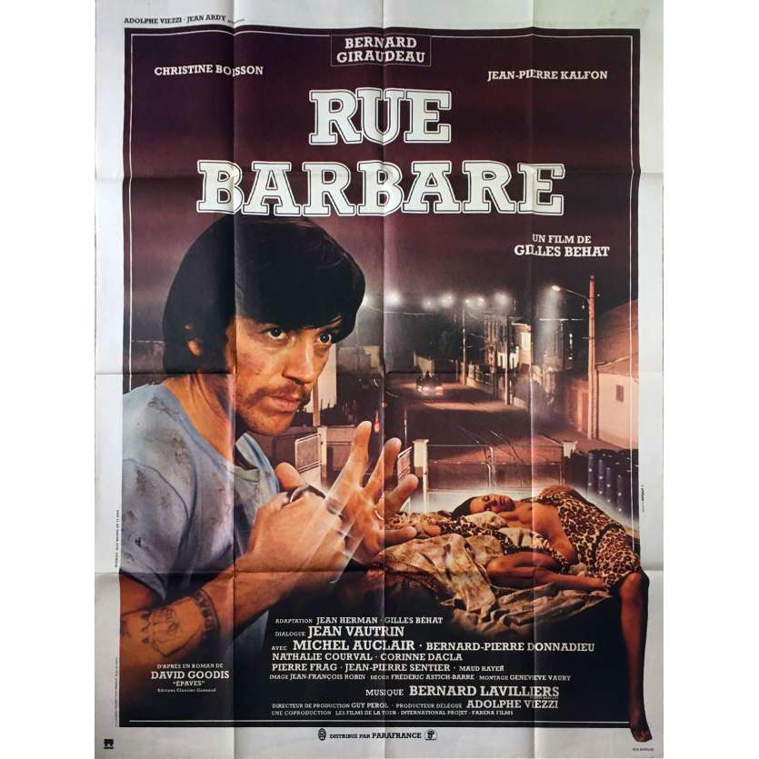 RUE BARBARE Affiche de film - 120x160 cm. - 1984 - Bernard Giraudeau, Gilles Béhat