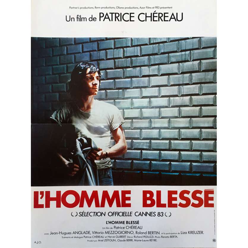 THE WOUNDED MAN Original Movie Poster  - 15x21 in. - 1983 - Patrice Chéreau, Jean-Hugues Anglade