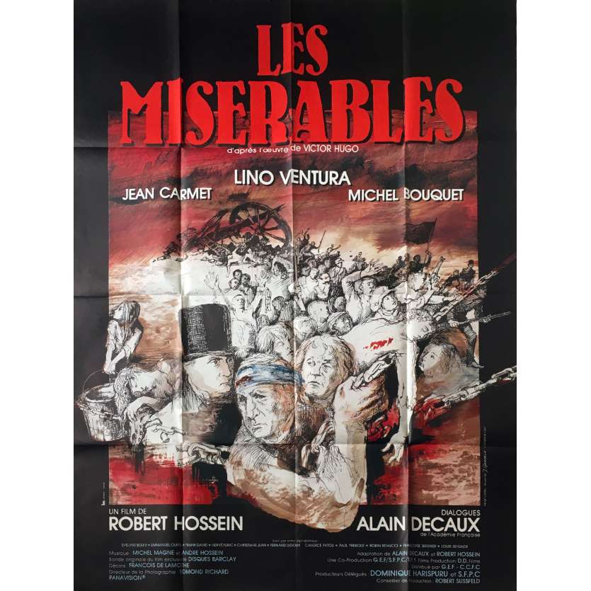 LES MISERABLES Affiche de film - 120x160 cm. - 1982 - Lino Ventura, Robert Hossein