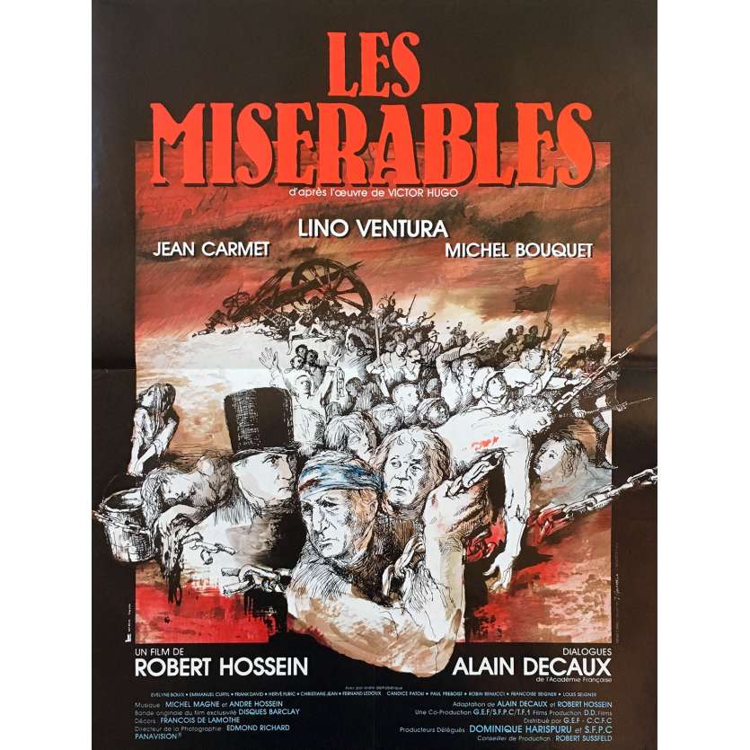 LES MISERABLES Affiche de film - 40x60 cm. - 1982 - Lino Ventura, Robert Hossein