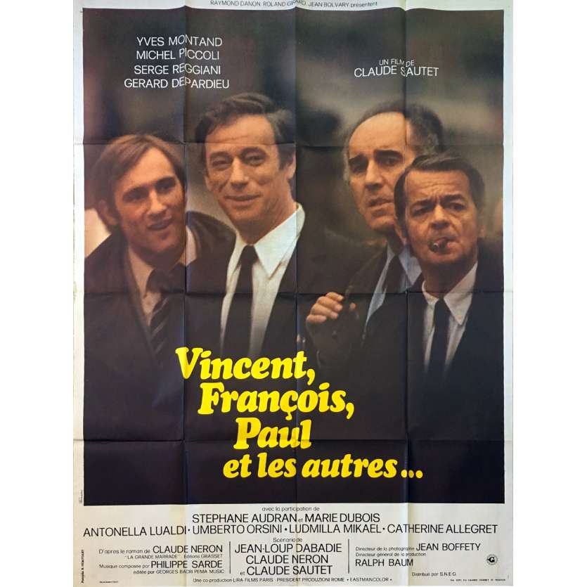 VINCENT FRANÇOIS PAUL ET LES AUTRES Affiche de film  - 120x160 cm. - 1974 - Yves Montand, Claude Sautet