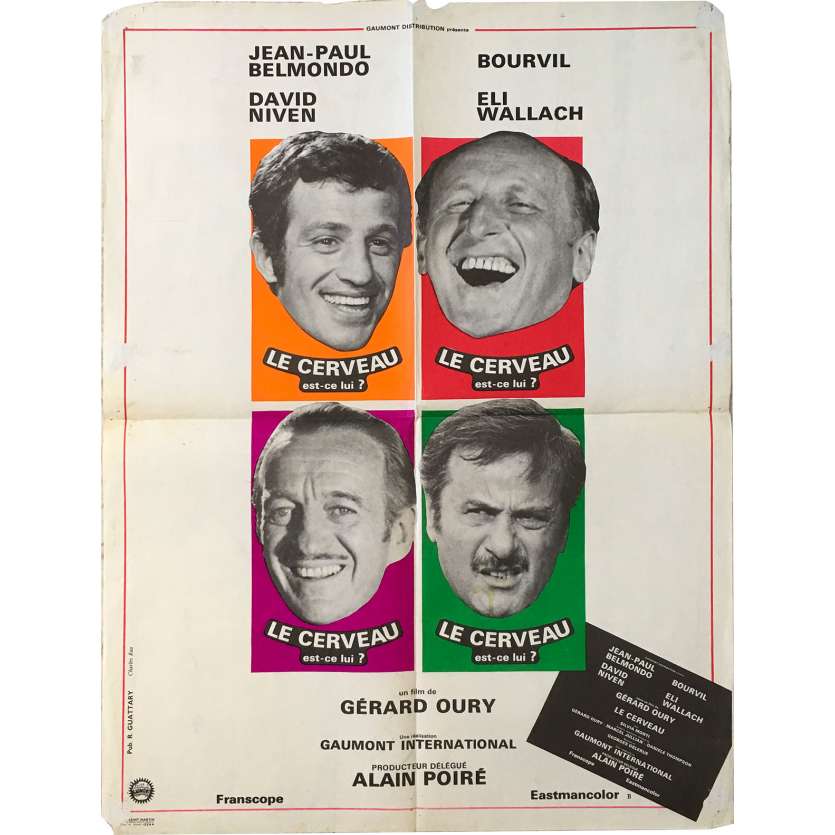THE BRAIN Original Movie Poster - 23x32 in. - 1969 - Gérard Oury, Jean-Paul Belmondo