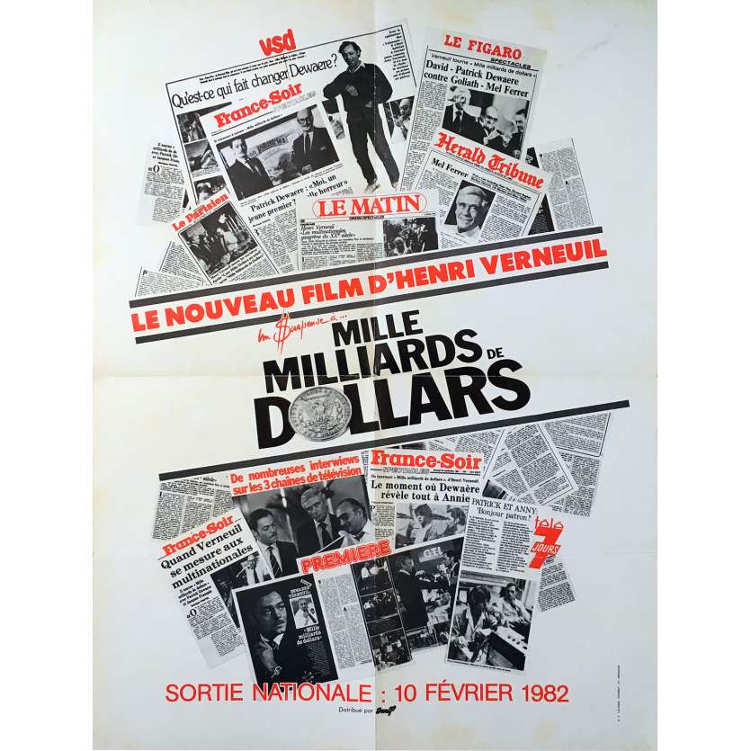 MILLE MILLIARDS DE DOLLARS Affiche de film - 60x80 cm. - 1982 - Patrick Dewaere, Henri Verneuil