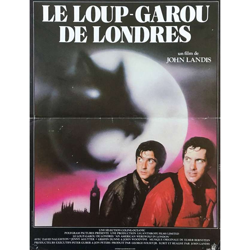 AN AMERICAN WEREWOLF IN LONDON Movie Poster  15x21 in. French - 1981 - John Landis, David Naughton