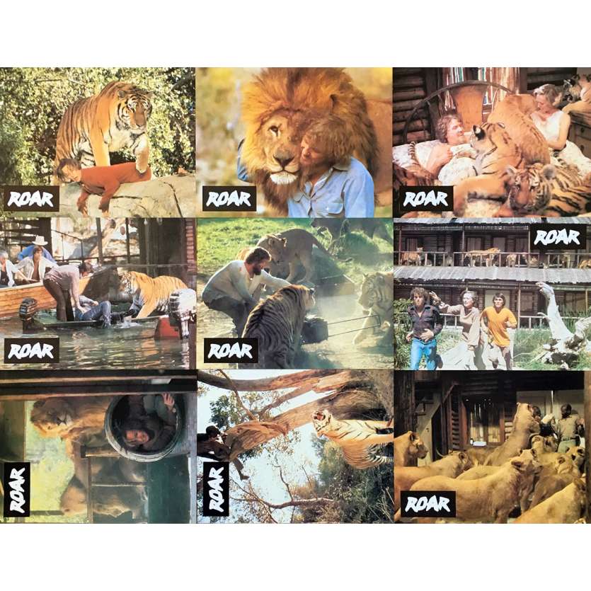 ROAR Original Lobby Cards x9 - Set B - 9x12 in. - 1981 - Noel Marshall, Tippi Hedren