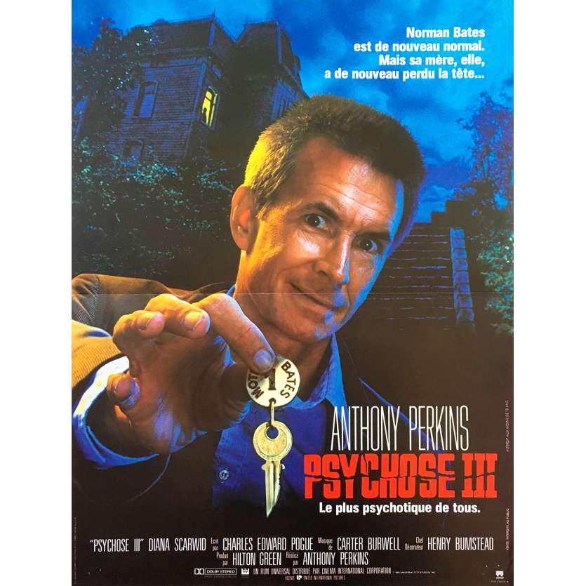 PSYCHO III Original Movie Poster - 15x21 in. - 1986 - Anthony Perkins, Jeff Fahey