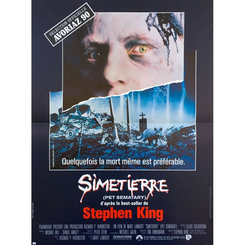 PET SEMATARY Original Movie Poster  - 15x21 in. - 1989 - Mary Lambert, Dale Midkiff