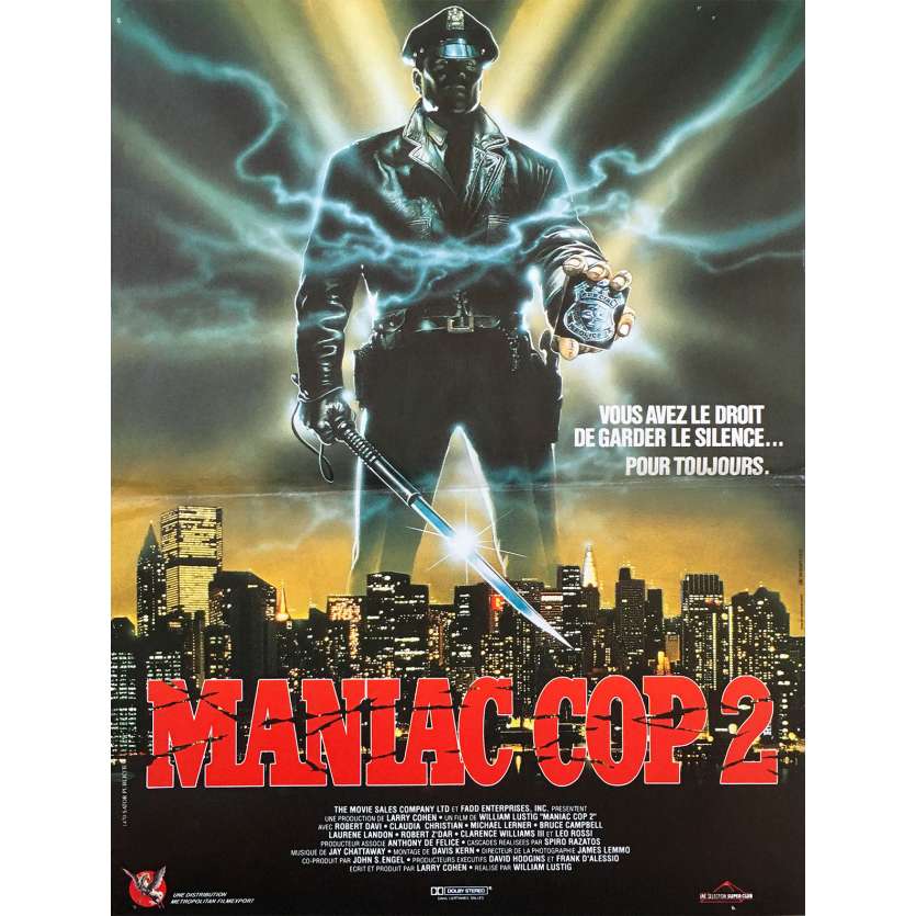MANIAC COP 2 Original Movie Poster  - 15x21 in. - 1990 - William Lustig, Robert Davi
