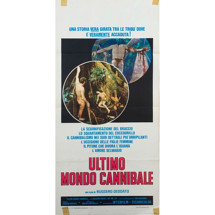 LE DERNIER MONDE CANNIBALE Affiche de film - 33x71 cm. - 1977 - Massimo Foschi, Ruggero Deodato