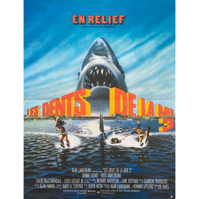 JAWS 3-D Original Movie Poster - 15x21 in. - 1983 - Joe Alves, Dennis Quaid
