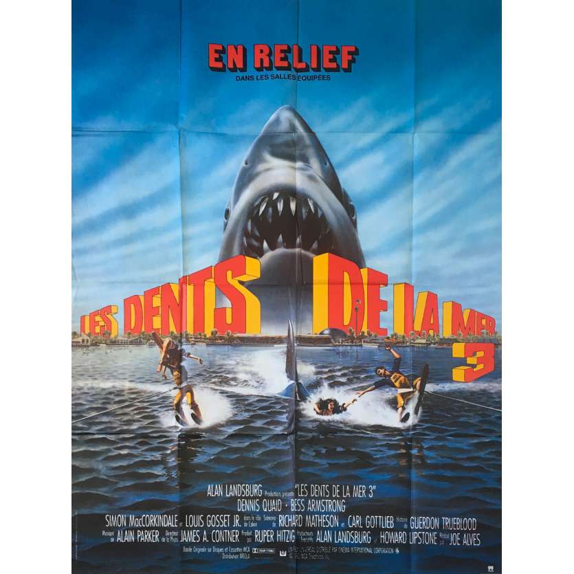 JAWS 3-D Original Movie Poster - 47x63 in. - 1983 - Joe Alves, Dennis Quaid