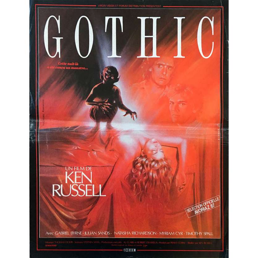 GOTHIC Original Movie Poster  - 15x21 in. - 1986 - Ken Russel, Gabriel Byrne