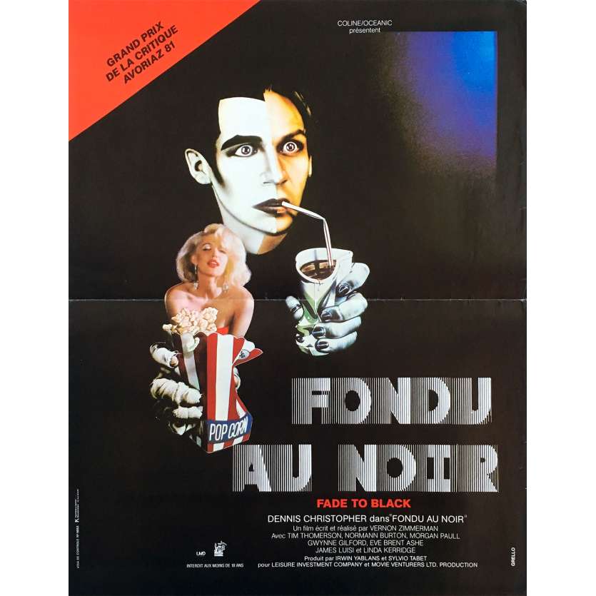 FADE TO BLACK Original Movie Poster  - 15x21 in. - 1980 - Vernon Zimmerman, Dennis Christopher
