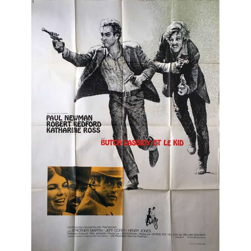 BUTCH CASSIDY AND THE SUNDANCE KID Original Movie Poster - 47x63 in. - 1969 - George Roy Hill, Paul Newman, Robert Redford