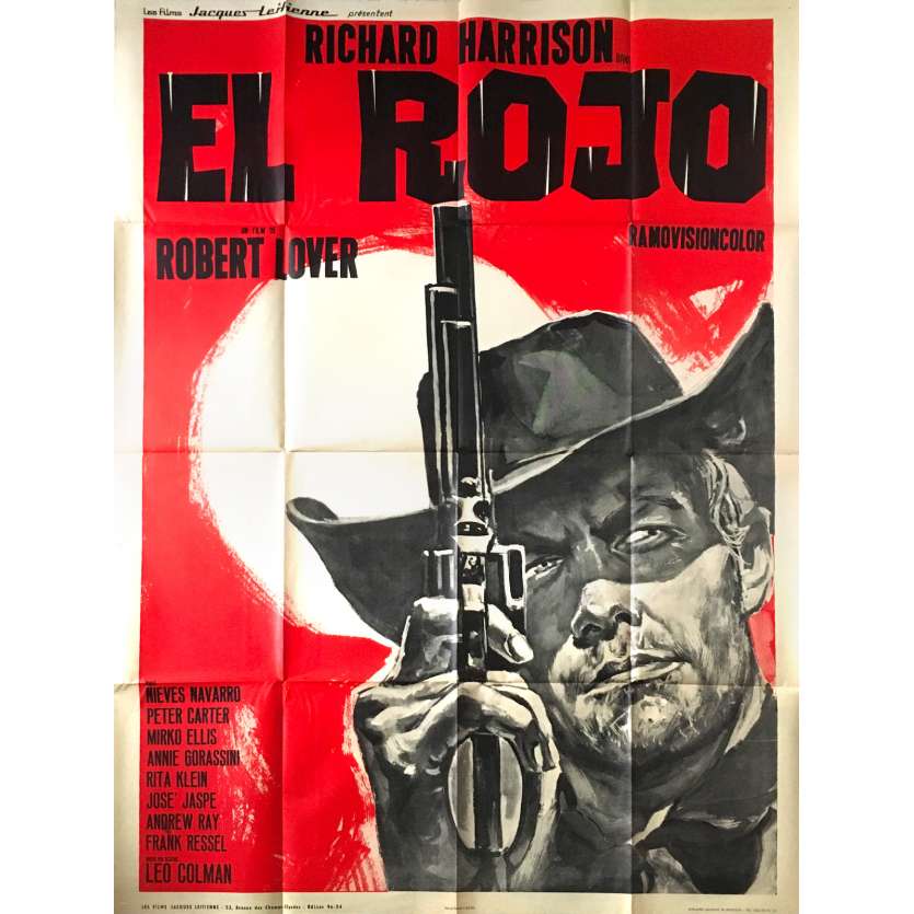 EL ROJO Affiche de film  - 120x160 cm. - 1966 - Richard Harrison, Leopoldo Savona