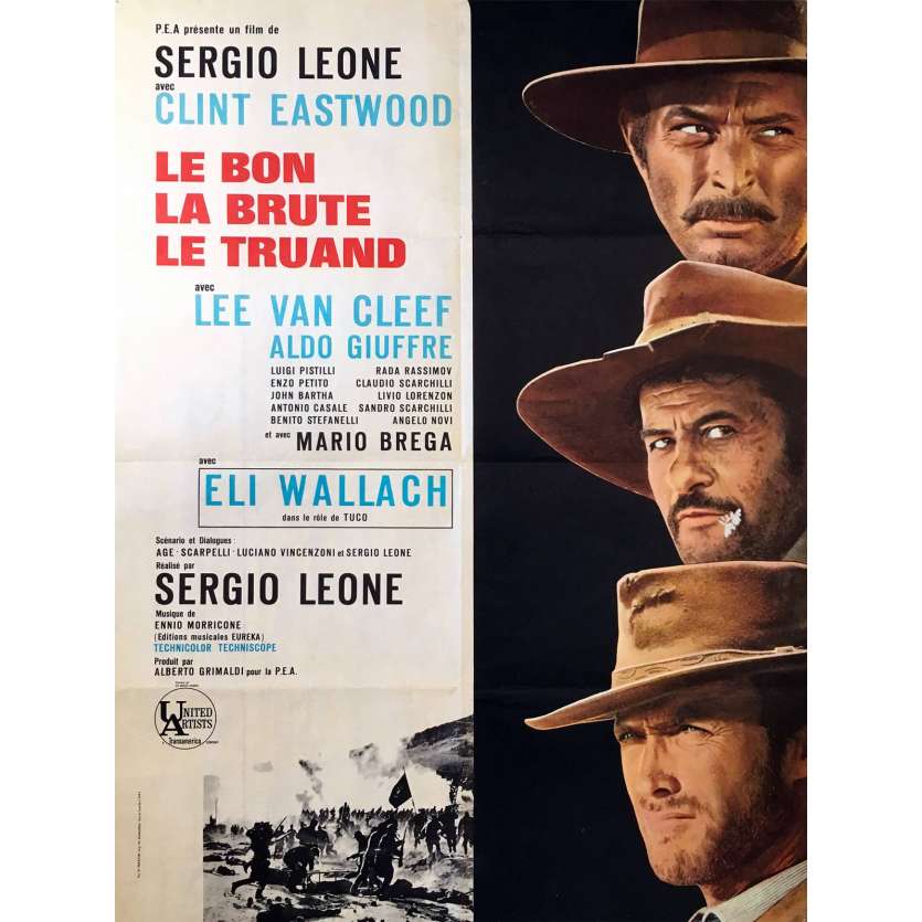 THE GOOD THE BAD AND THE UGLY Movie Poster 23x32 in.  -  R1970 - Sergio Leone, Clint Eastwood