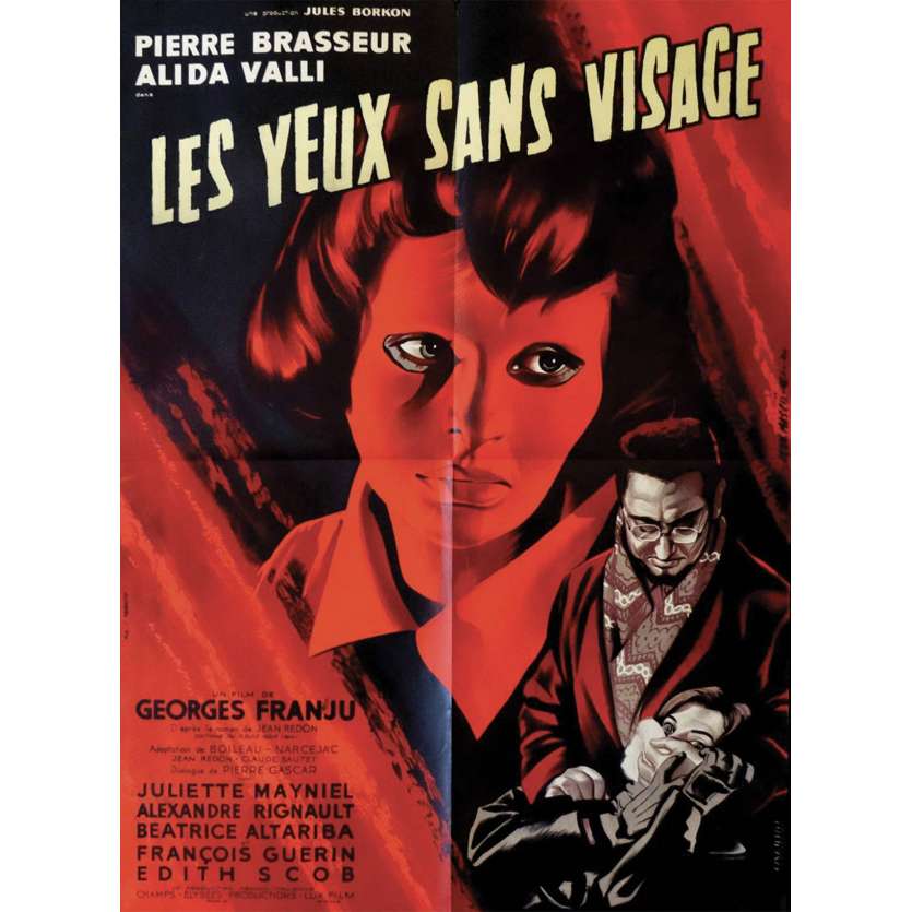 EYES WITHOUT A FACE French 23x32 '62 Les Yeux Sans Visage, different art by Jean Mascii!