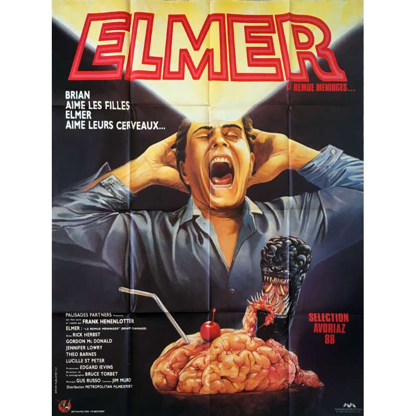 ELMER LE REMUE MENINGES Affiche de film - 120x160 cm. - 1988 - Rick Hearst, Frank Henenlotter