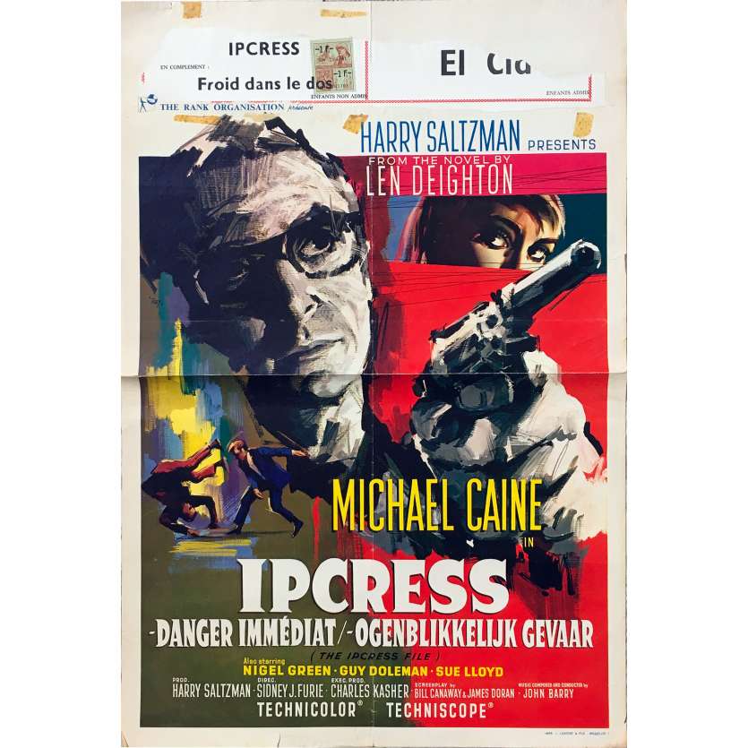 IPCRESS DANGER IMMEDIAT Affiche de film  - 35x55 cm. - 1965 - Michael Caine, Sidney J. Furie