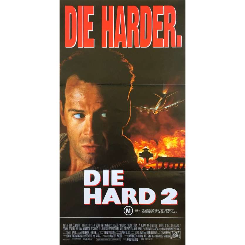 DIE HARD 2 Original Movie Poster  - 13x30 in. - 1990 - Renny Harlin, Bruce Willis
