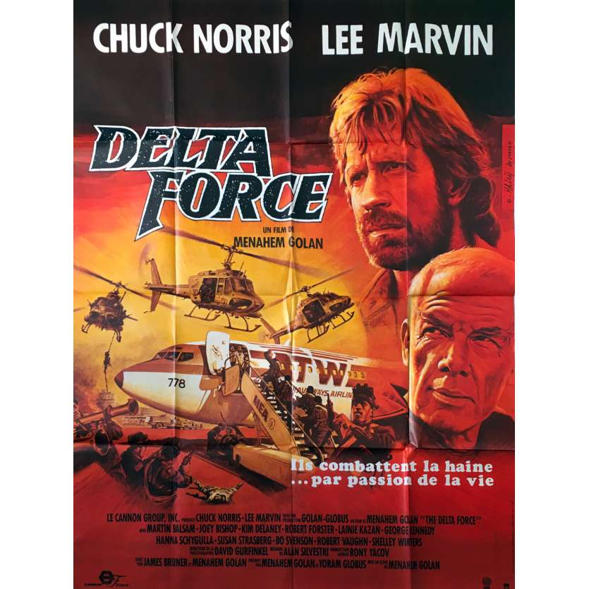 THE DELTA FORCE Original Movie Poster - 47x63 in. - 1986 - Menahem Golam, Chuck Norris, Lee Marvin