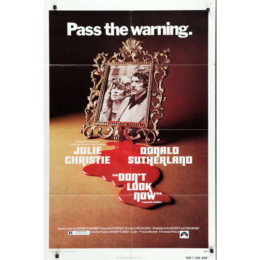 DON'T LOOK NOW Original Movie Poster  - 27x40 in. - 1973 - Nicholas Roeg, Donald Sutherland